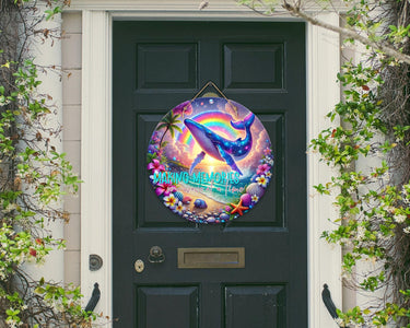 Whale Colorful Door Hanger - Bright Wooden Sign, Fun Home Decor for Front Door, Seasonal & Year-Round Use, Vibrant Entryway Accent